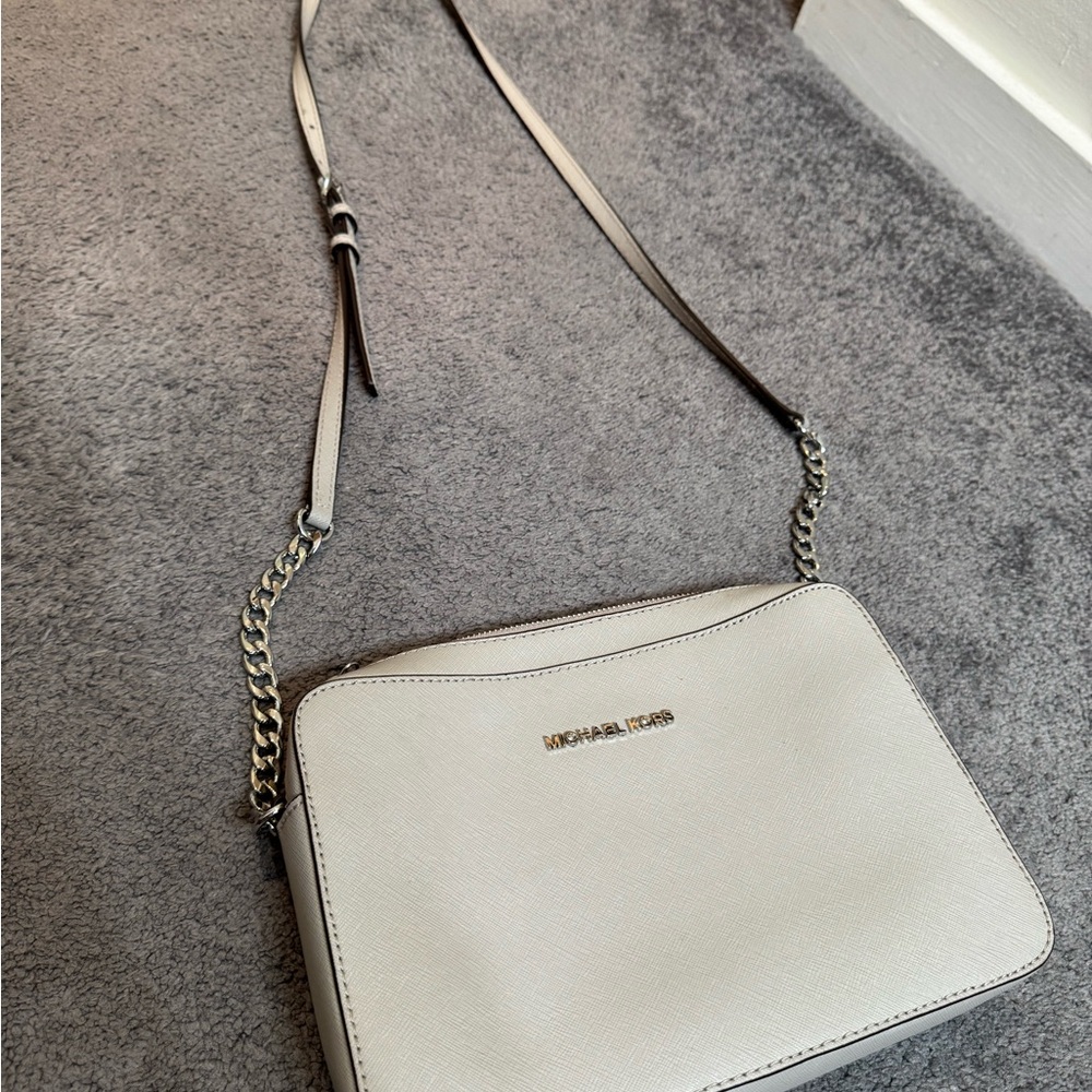 Michael Kors Cream Crossbody Bag with Chain Strap